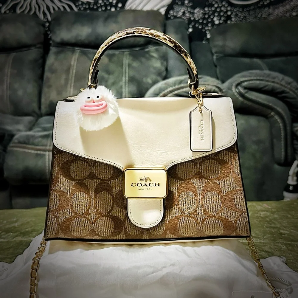 Coach Leopard and White Satchel - Picture 14 of 17